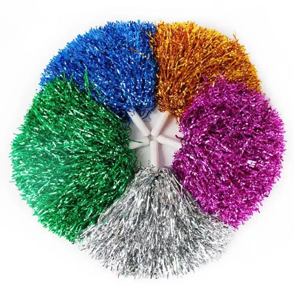 Personalized Team Appearance Cheerleading Pompoms 2 Pcs Cheerleading Pom Poms with Plastic Handles Colorful Foil Dance for Women