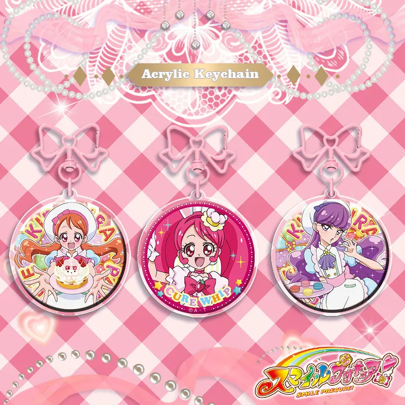 6 cm Acryl-Schlüsselanhänger für Anime Pretty Cure Layer, dekoratives Zubehör, Anhänger You and Idol Precure ♪ Schmetterlingsknoten-Schnalle