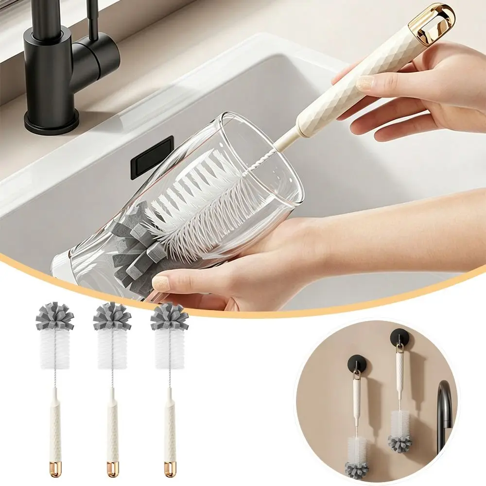 Long Handle Bottle Cleaning Brush Sponge Rotating Washing Multifunctional Bottle Brush Sponge Glass Scrubbers