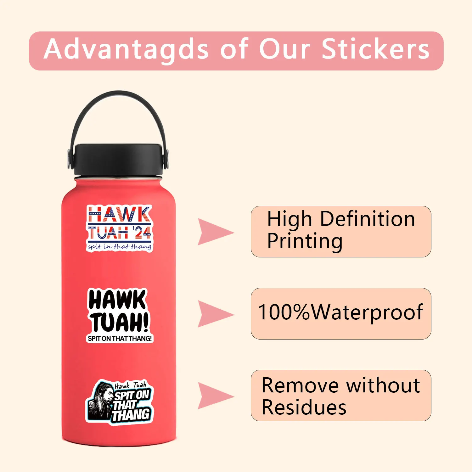 10/30/55PCS Hawk Tuah Spit on That Thang Stickers Funny Graffiti DIY Diary Luggage Laptop Phone Guitar Car Bike Skateboard Decal