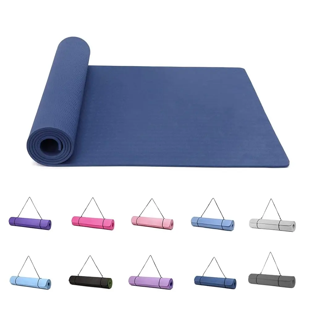 Good Nite yogamat-antislip en gestructureerd 183x61cm 6/10mm dik met draagriem TPE-materiaal