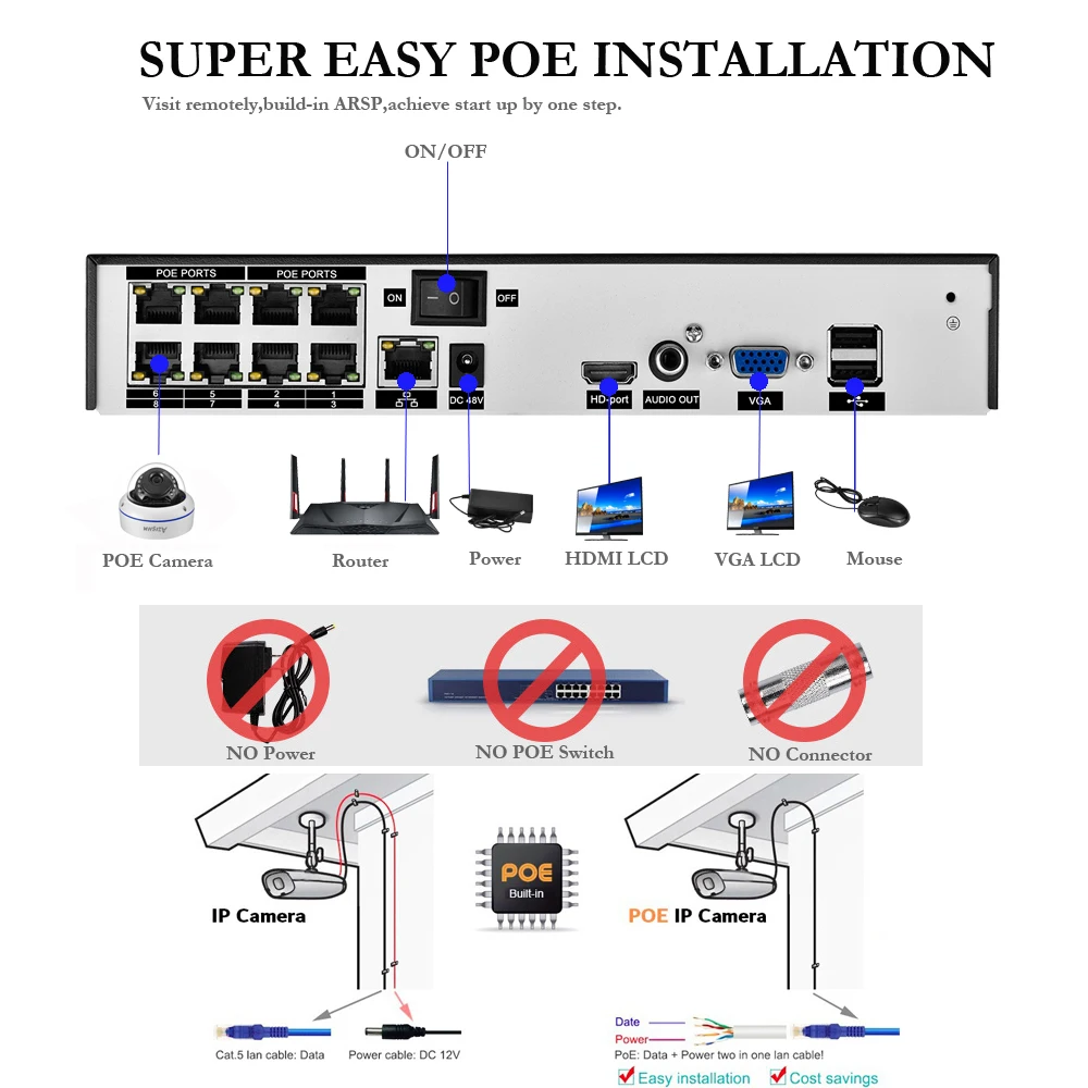 Imagem -04 - Câmera ip 4k 8mp H.265 Poe Nvr Sistema de Câmera Detecção de Movimento Ultra Alta Definição Câmera ip