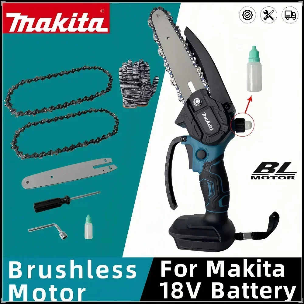 Makita 18V 6Inch Brushless Electric Saw With Oiler Efficient Cordless Woodworking Garden Logging Saw Tool For Makita Battery