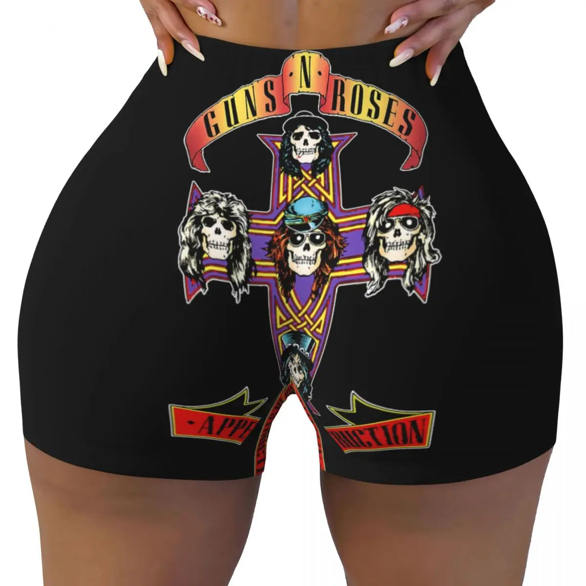 Custom Heavy Metal Rock Music Band Guns N Rose Workout Running Volleyball Shorts Women's Gym Yoga Shorts