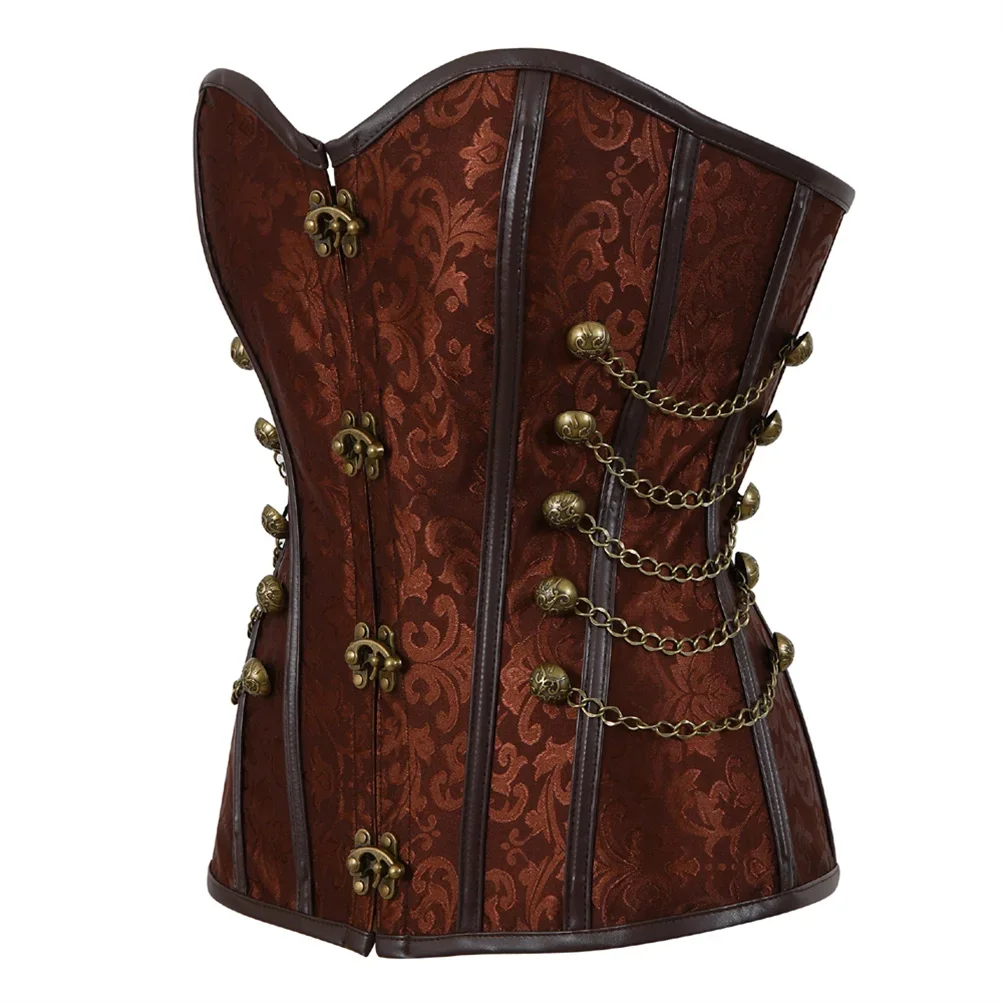 Womens Corset Steampunk Corsets for Women Faux Leather Bustier Gothic Punk Corsage Steel Boned Overbust Party Outfits Plus Size