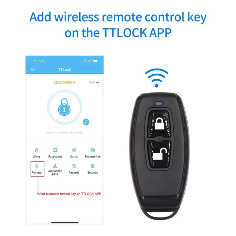 Kunci Fob Bluetooth Remote Control nirkabel 2.4Ghz, untuk kunci pintu pintar perangkat pintar berfungsi dengan TTLOCK APP mudah digunakan