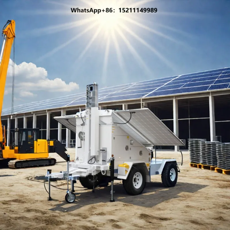 2024 Mobile Solar Trailer Generator Factory Solar Powered MPPT Controller Pure Sine Wave Inverter Remote