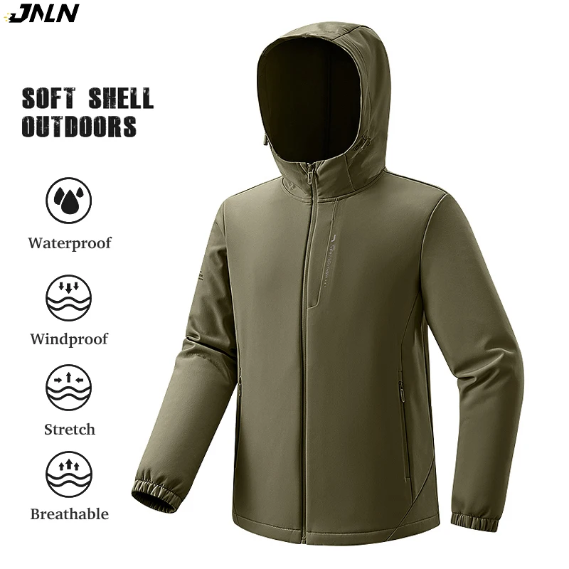 

JNLN Men Fleece Softshell Jackets Outdoor Waterproof Windproof Warm Winter Windbreaker Hiking Camping Climbing Skiing Raincoat