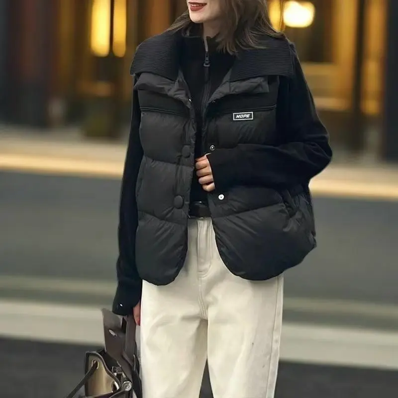 Fashionable Cotton Vest for Women's Outer Wear Foreign Style Autumn and Winter 2025 Style Waistcoat Thickened Sleeveless Jacket