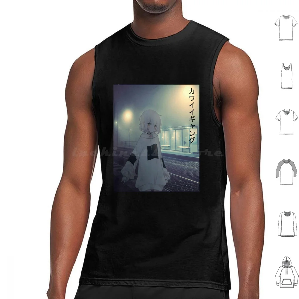 Anime Girl At A Train Station Tank Tops Print Cotton Anime Girl Anime Kawaii Senpai Anime Edit