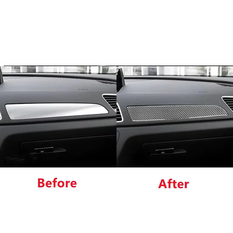 Внутренние наклейки из углеродного волокна автомобиля, модификация приборной панели переднего пассажирского сиденья, декоративные полоски для Audi Q3, автомобильные аксессуары