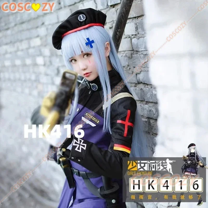 2025 11 لعبة الفتيات فرونت لاين Hk416 تأثيري حلي الملابس شعر مستعار وحقيبة مجموعة هالوين كرنفال الزي للنساء