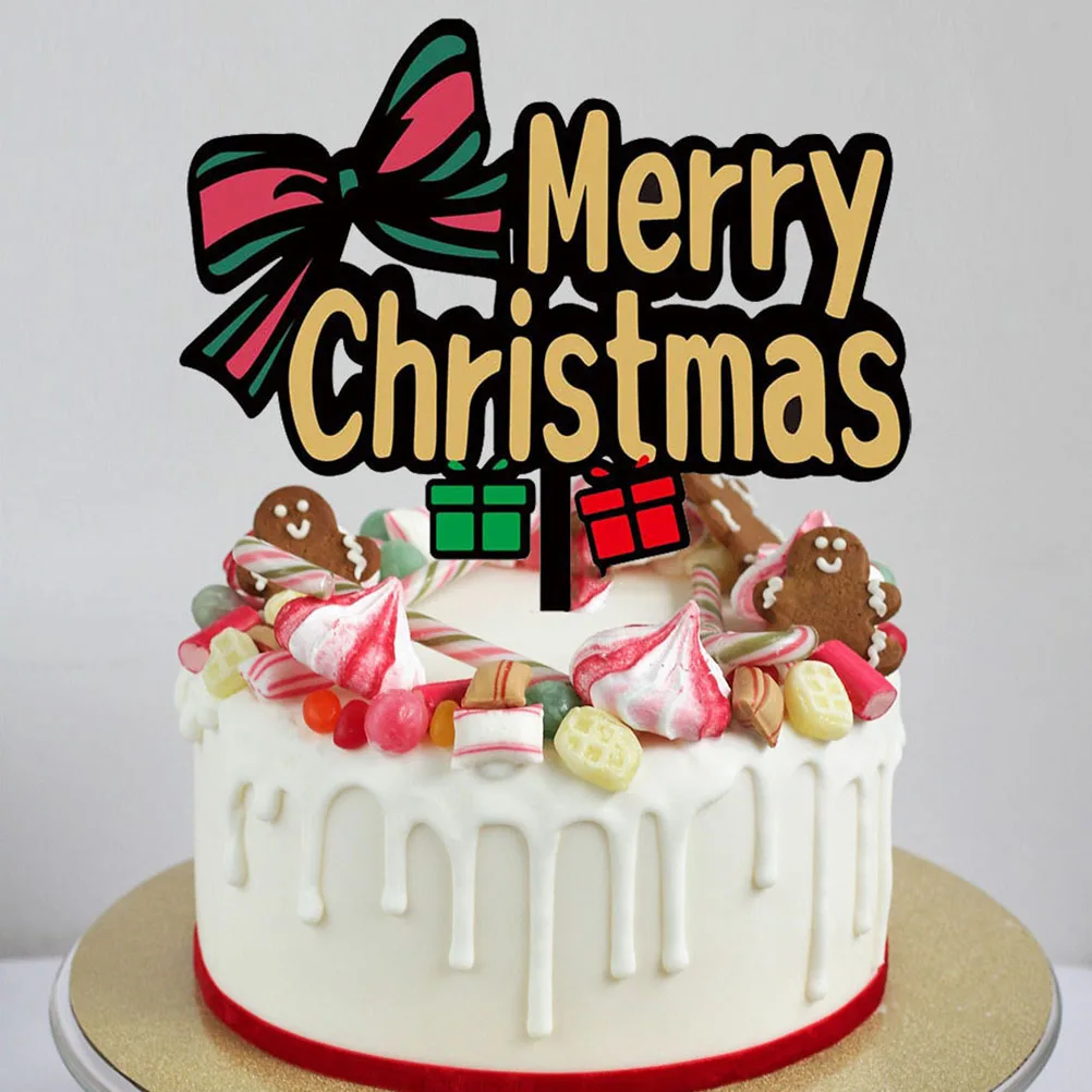 

2Pcs Cake Insert Toppers Acrylic Food Grade Adorable Design Perfect Christmas Party Decorations Cake Accessories