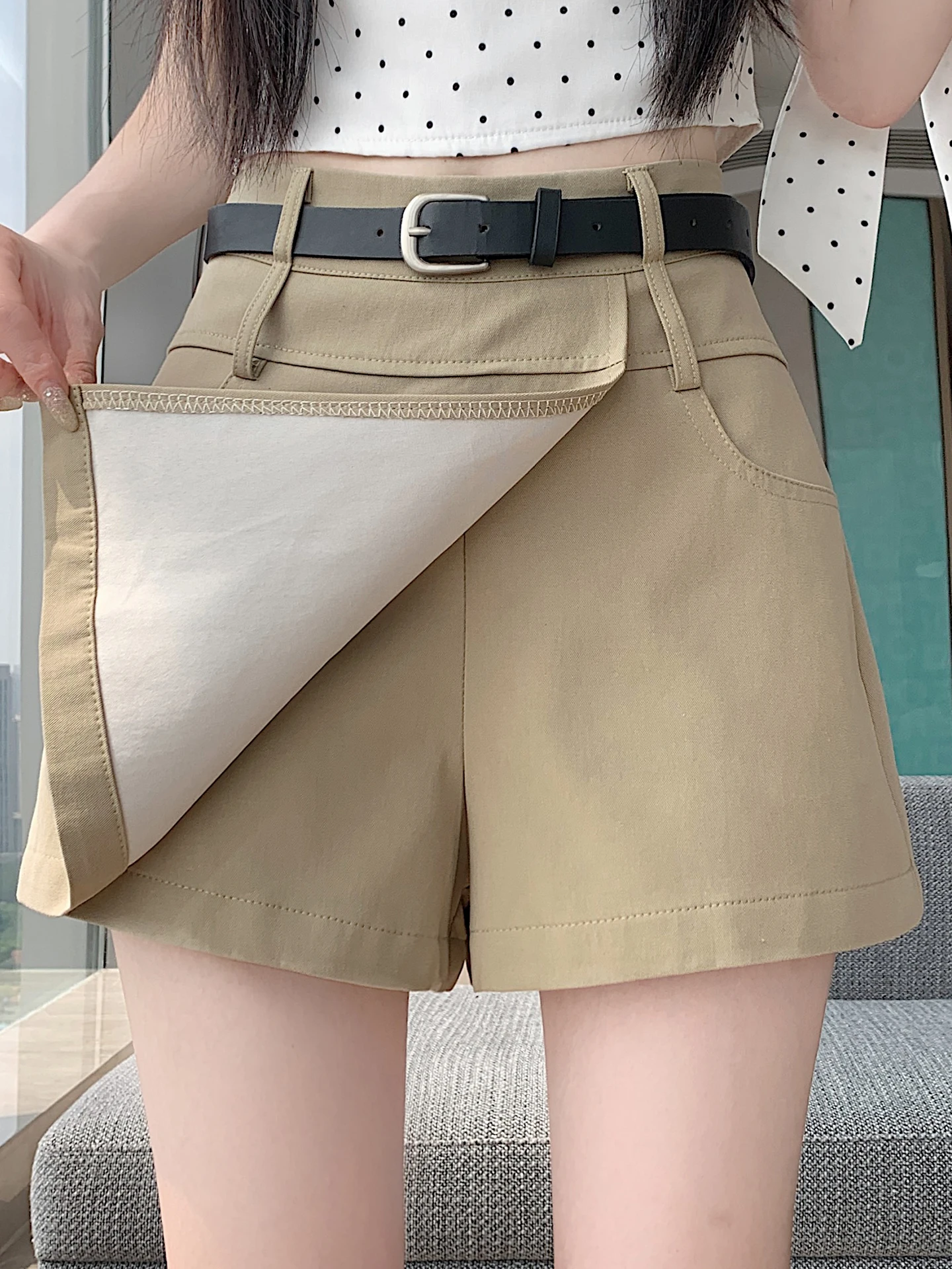 

Korean Style High Waist A-Line Skirt Women's Summer Casual Anti-Light Tight Fitting Pencil Short Skirt Pants