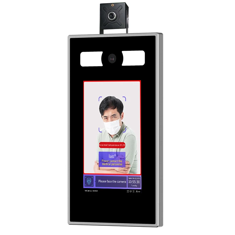 Dispositivo biométrico de reconocimiento facial y medición de temperatura, Terminal de Control de acceso de 7 pulgadas con cámara