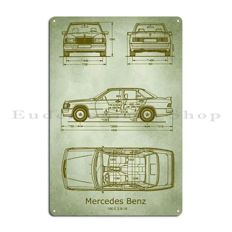 Mercedesbenz W201 1990 Metal Sign Custom Party Decoration Garage Designs Tin Sign Poster