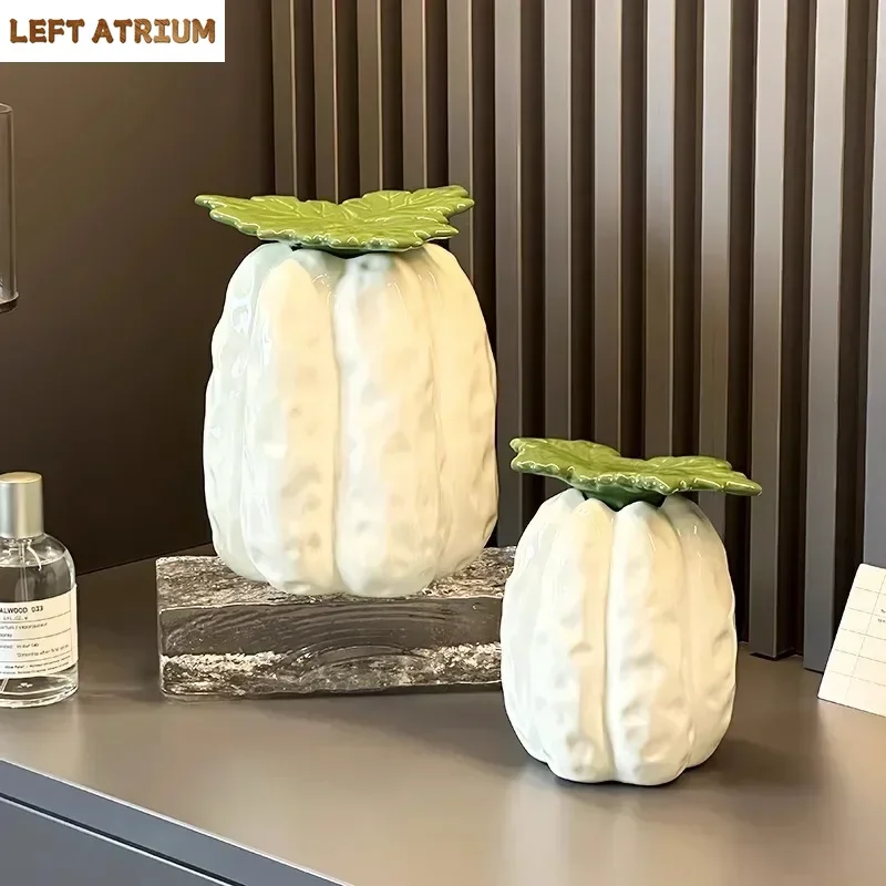 

Pumpkin Shaped Ceramic Storage Jars with Lid Desk Decoration Candy Pots Tea Caddy Storage Tank Jewel Box Modern Home Decor