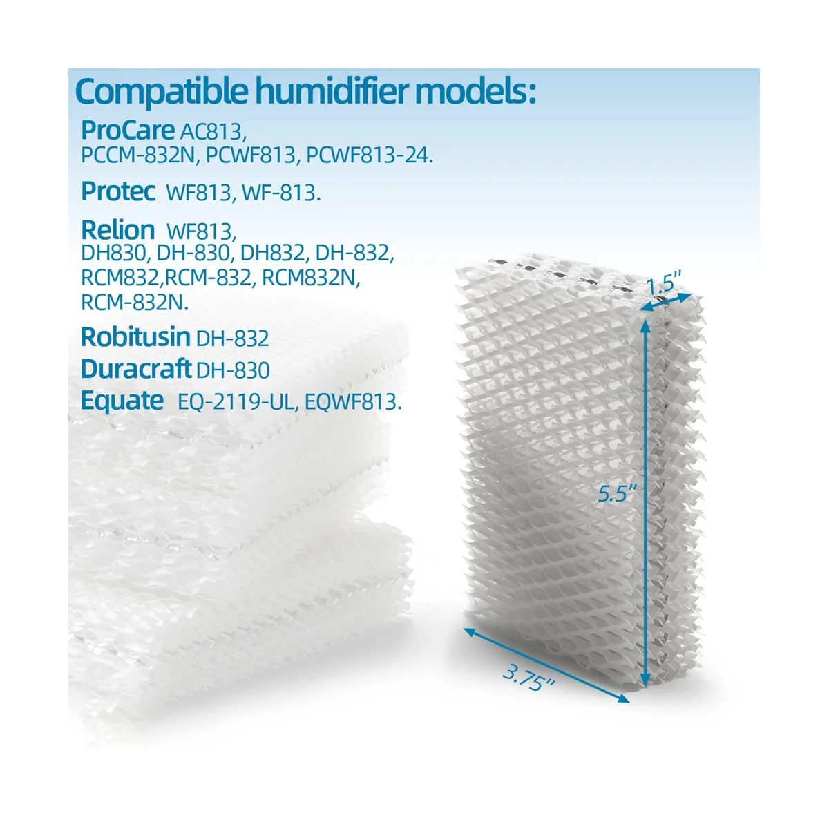 WF813 Humidificateur Filtre Remplacement pour Relion RCM832 RCM-832N Procare PCWF813 Protec Humidificateurs Mèche Livre 4Pcs
