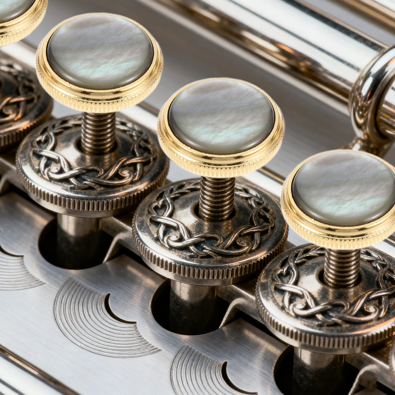 

3Pcs Trumpet Valve Caps Finger Buttons Nickel-Plated Replacement Black Shell Inlays Trumpet Key Caps Musical Instrument