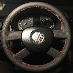 Maatwerk Hand Naaien Microfiber Leer Antislip Auto Stuurhoes Accessoires Voor Volkswagen VW Polo 2003-2006