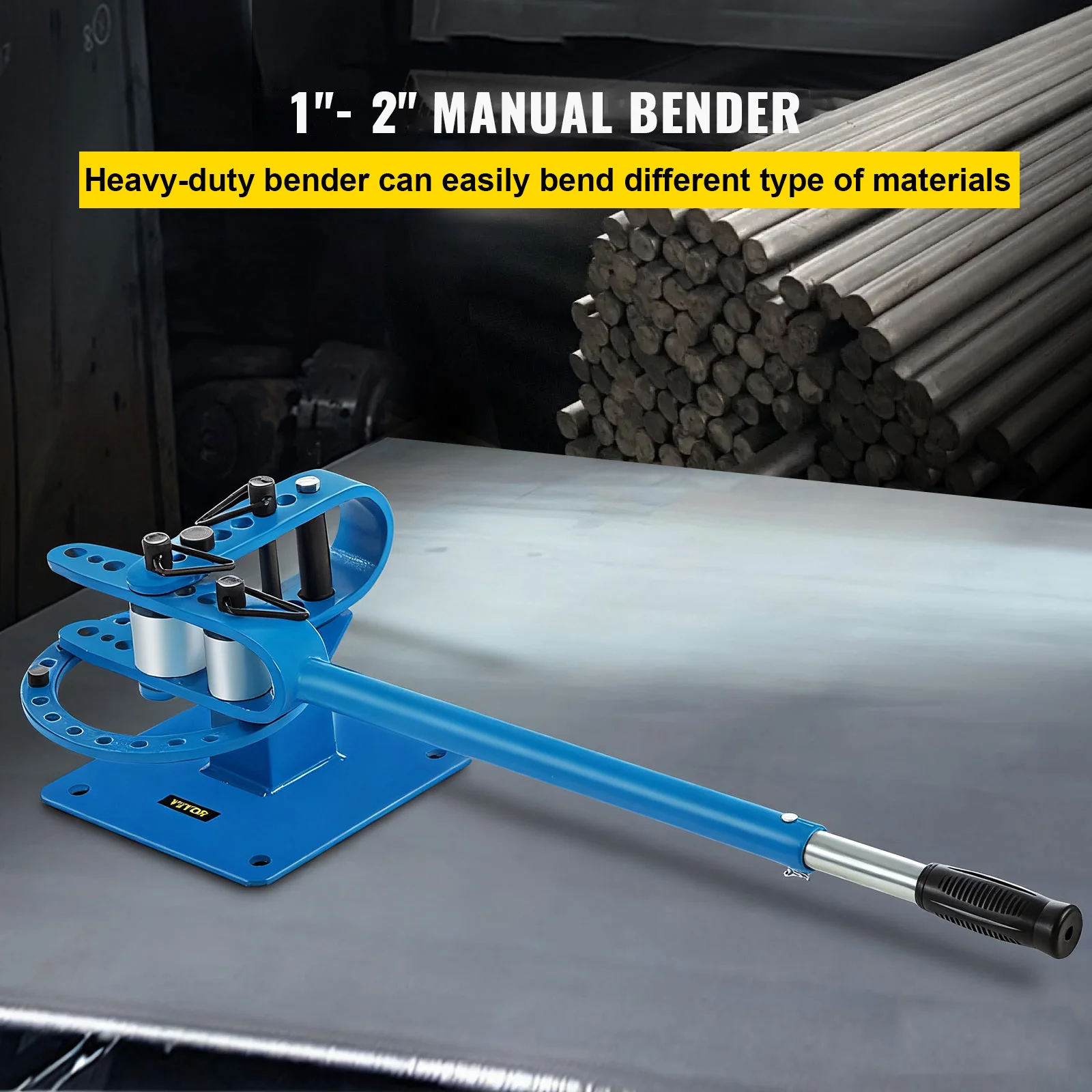 SucceBuy Pipe Bender YP-9Manual Bench Steel Tube Bending Kit with 7Dies 1-3inMultifonction Compact Flat Bar Rod Brake Bends Tool