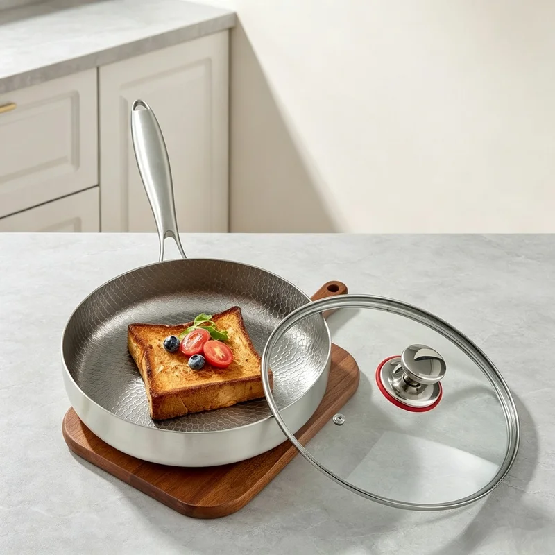 Titanium Stainless Steel Non‑Stick Skillet Pan, 20cm‑28cm Multi‑Size Frying Pan for Steak Egg Kitchen Cooking