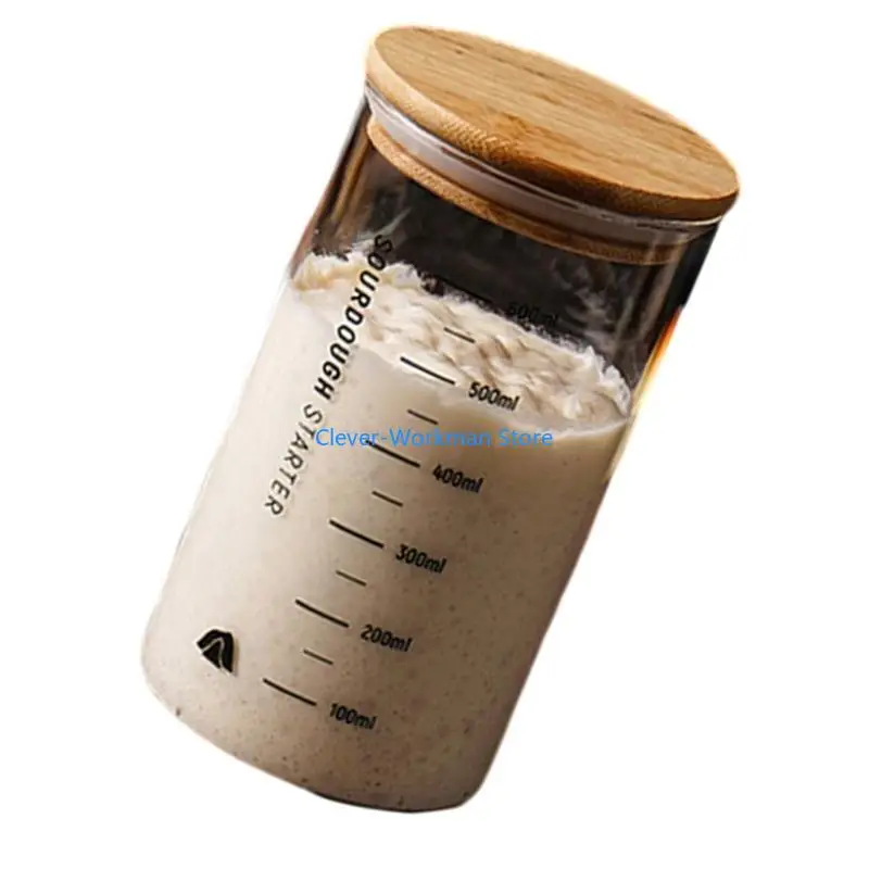 24TD Банка для закваски Прозрачный стеклянный контейнер с широким горлышком и крышкой Практичная банка для брожения для выпечки