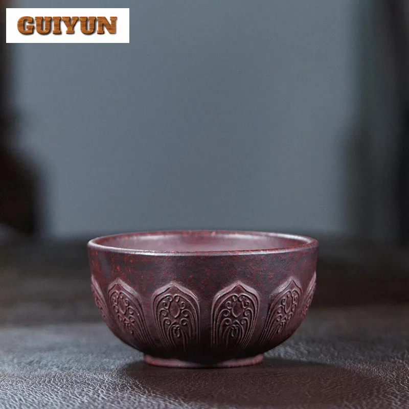 

200ml Yixing Zisha Lotus Teacup Aesthetic Tea Bowl Sample Tea Cup Tea-tasting Fragrance Cup Chazhan Master Cups Tea Services Cha