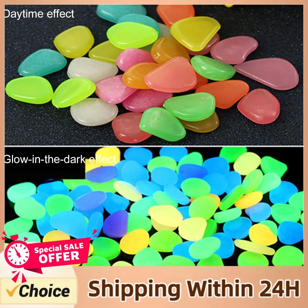 200/400/600/1000pcs Glow In The Dark Rocks Glow In The Dark Pebbles Night Guide Pebbles for Aquarium Garden Walkway
