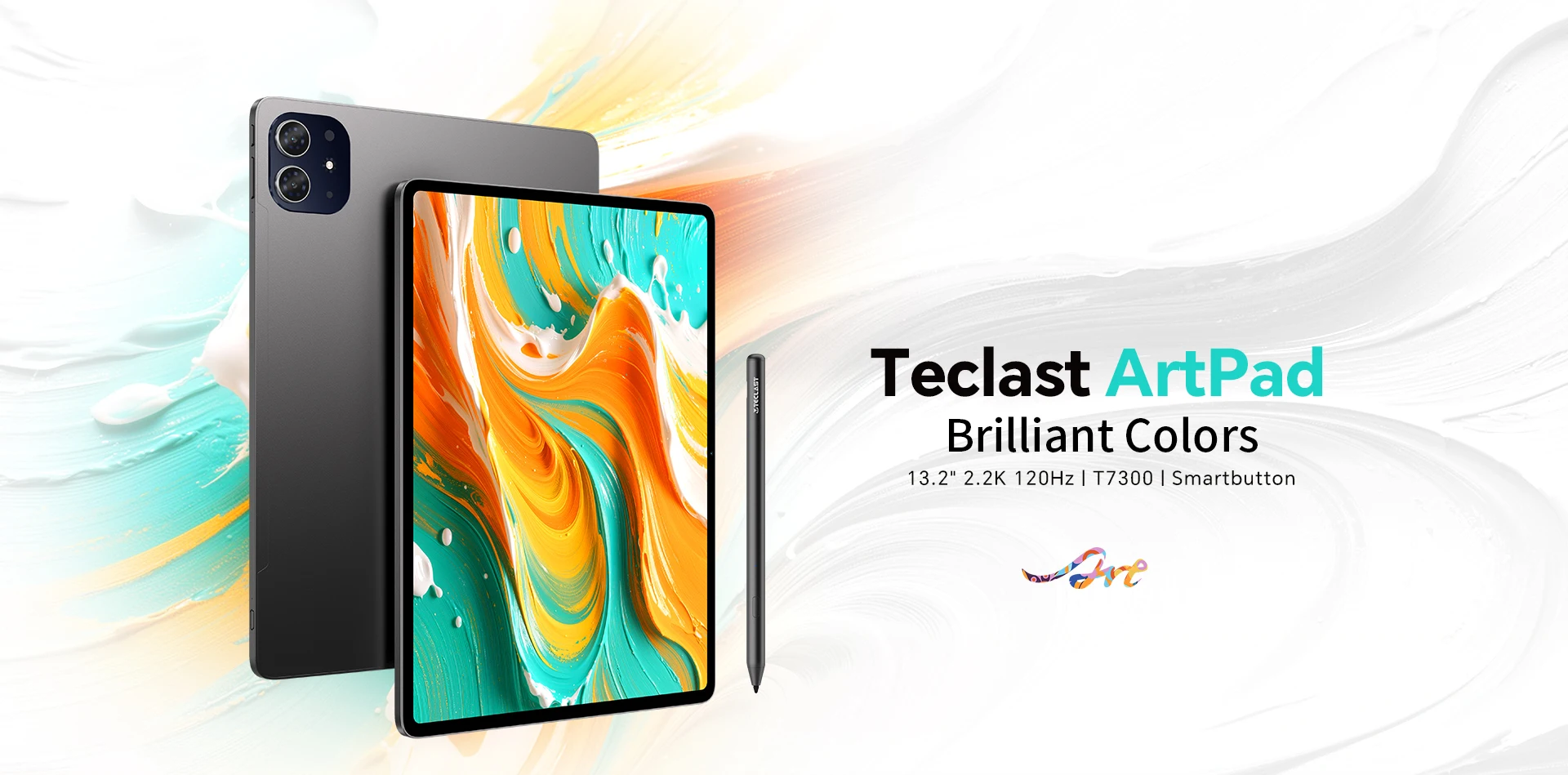 Teclast ArtPad 13.2-inch 2.2K TDDI Tablets PC Max.48GB RAM 128GB ROM Android 16 Tablets T7300 8 Core 10000mAh 18W Fast Charge