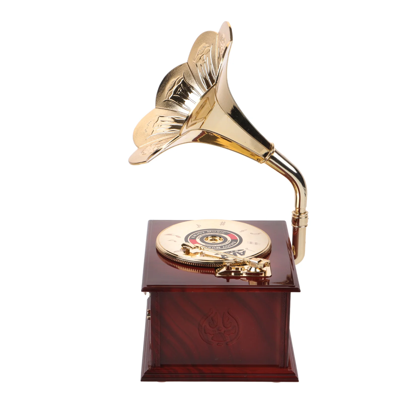 

Vintage Gramophone Music Box Brown ABS Material Birthday Gift Home Table Decor Wind Up Musical Projector Centerpieces