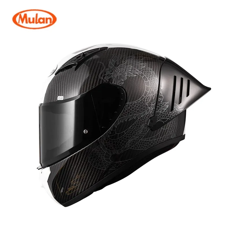 Motorcycle Helmet Unisex Fiberglass Locomotive Full Helmet Carbon Fiber Big Tail Ultra Light cascos para moto