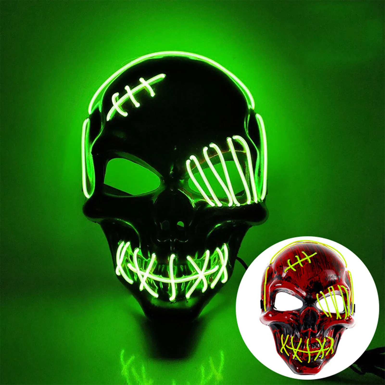 

LED Ghost Mask Halloween Masquerade Party Luminous Theme Mask Light Up Haunted House Mask Glowing Cosplay Mask Halloween Decors