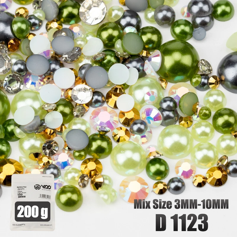 VDD 200g Großhandel Mix Größe Halbrunde Perlen ABS Flatback Perlen Harz Farbe AB Strasssteine zum Basteln DIY Nail Art Dekorationen – Detail 26