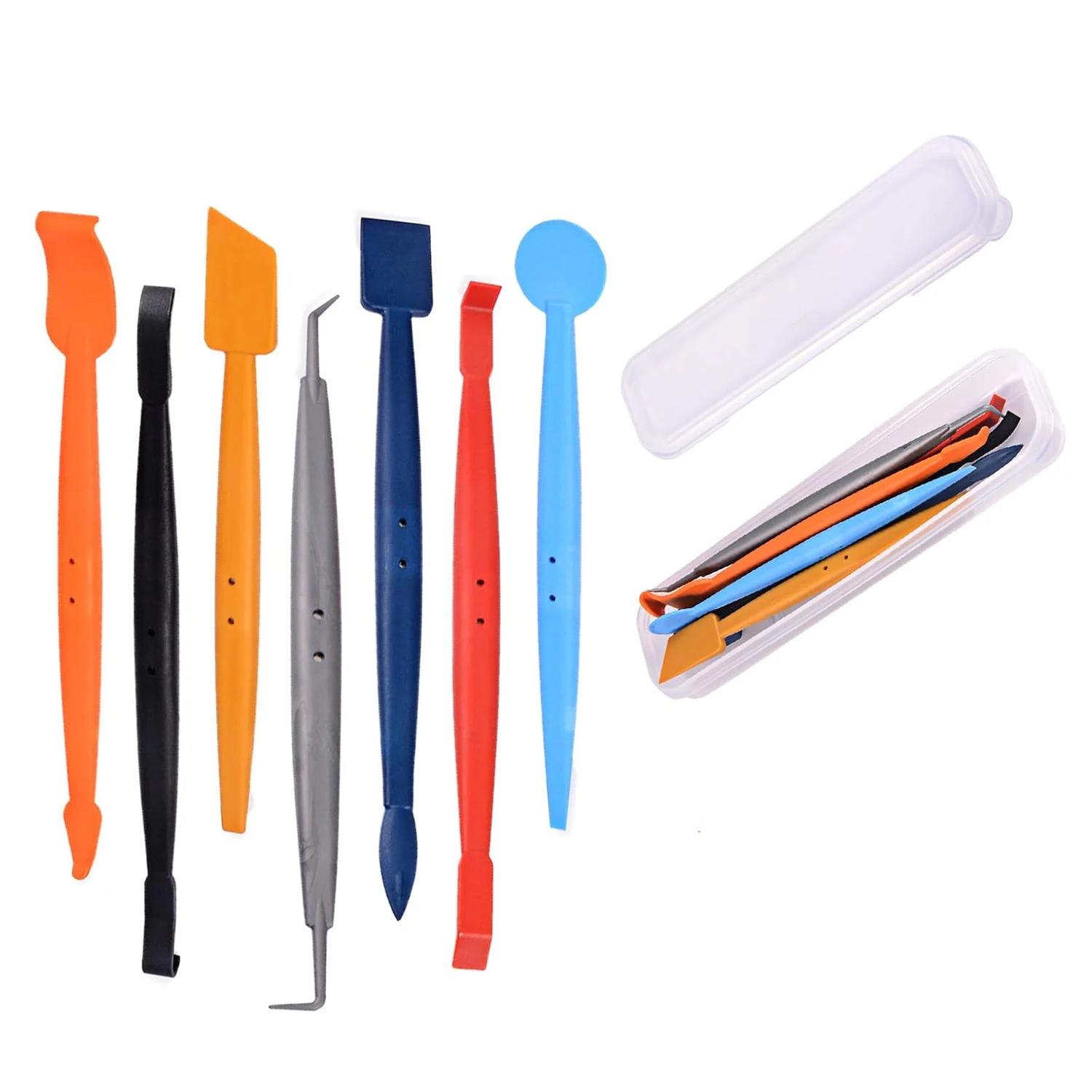 EHDIS 7pcs Carbon Fiber Wrap Stick Magnet Micro Squeegee Tuck Tool Set For Car Film Vinyl Edge Corner Installing Window Tinting