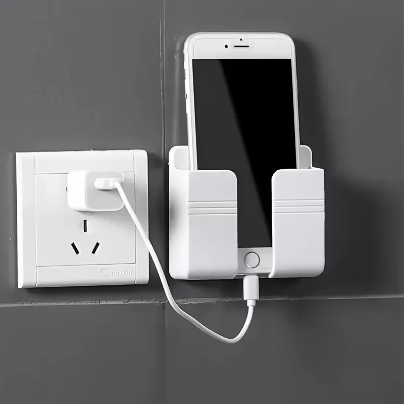 Punch-free Storage Shelf with Phone Holder, Multifunctional Rack for Kitchen Bathroom Bedside Use