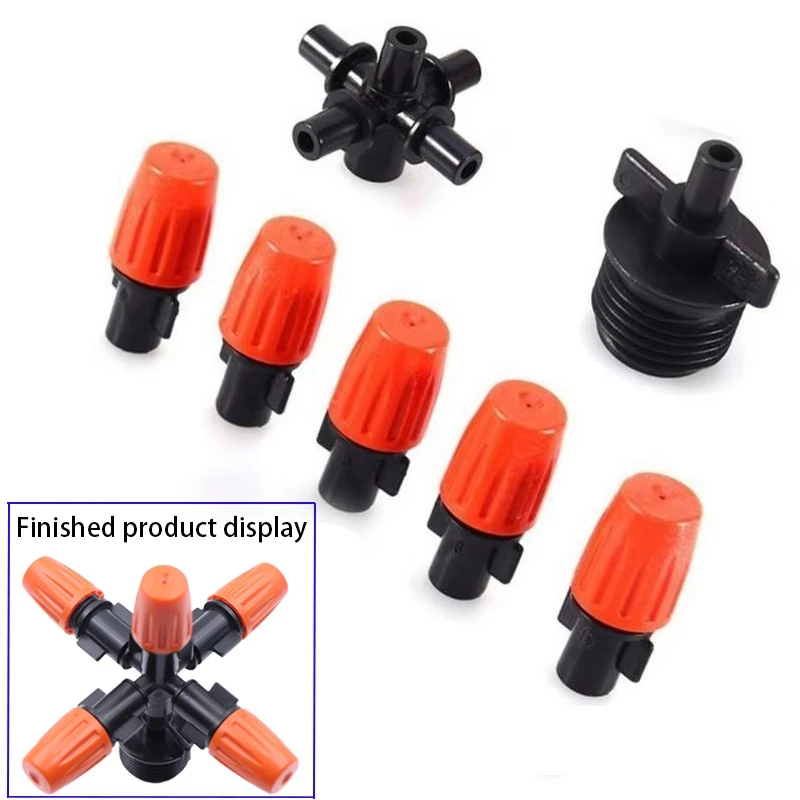 Garden Irrigation Spray Emitters, Five Head 360 Degree Adjustable for Garden Watering System, Irrigation Parts Drippers