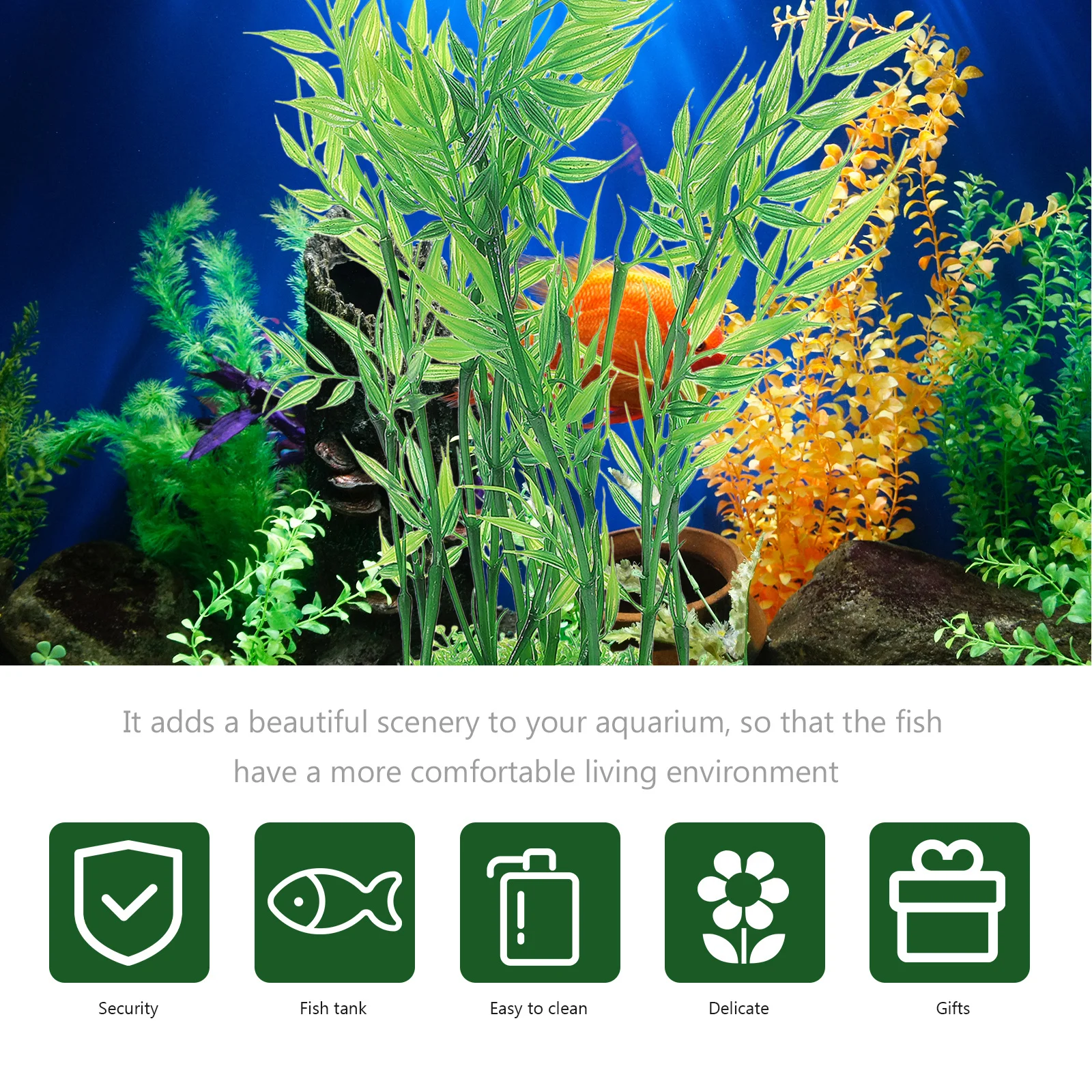 

2pcs Water Grass Decor Delicate Fake Plant For Aquarium Landscaping Desktop Fish Tank Decor Small Compact Plastic Aquarium