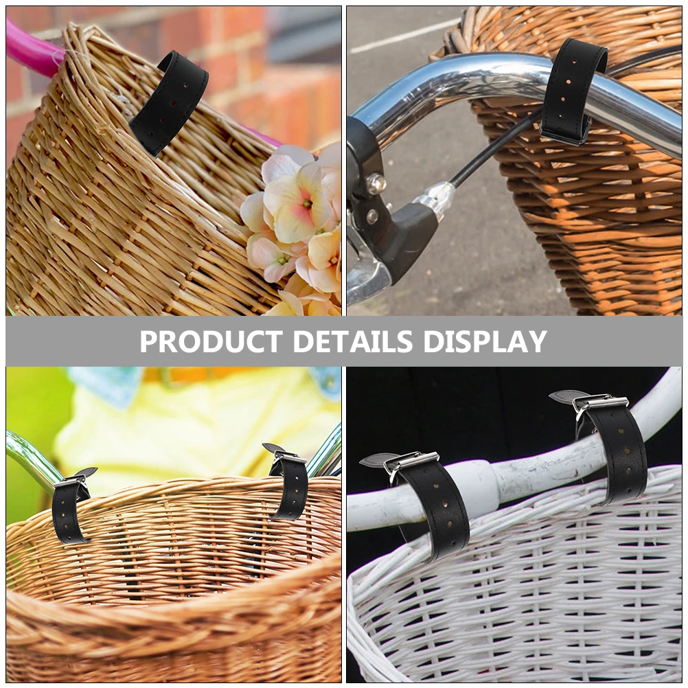 

Children Car Basket Accessories Black Pair Bike Strap Waterproof Sturdy Front Cycling Straps Adjustable Hole Solid