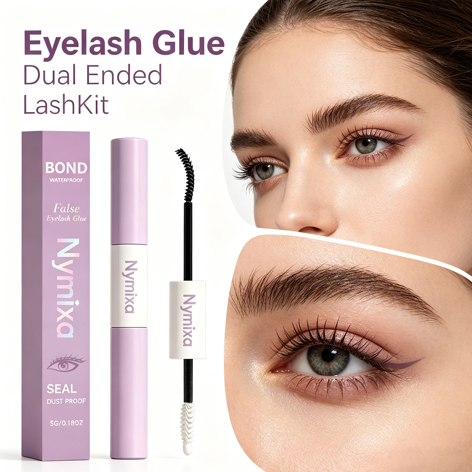 

Nymixa Double Ended Lash Glue and Sealant Lash Bond and Seal Eyelash Adhesive Long Lasting Strong Hold for Thick and Thin Lashes