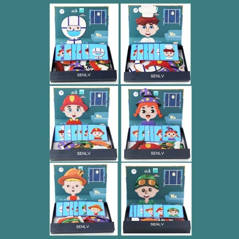 Kinder Feinmotorik Lernen Fünf Sinnesorgane Spielzeug Magnetische Puzzles Spiel Aufklärung Frühe Bildung Spielzeug 15UB