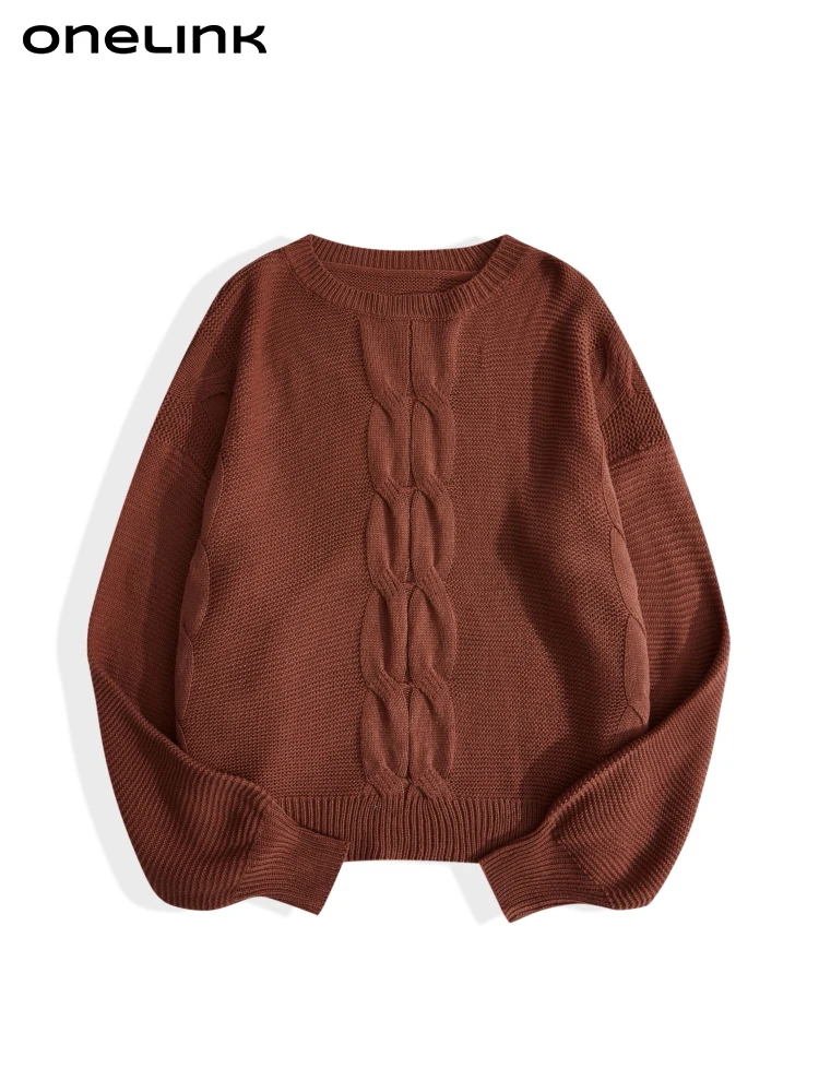 ONELINK Plus Size Autumn Winter 2022 Twist Cable Pattern Pullover Woolen Women Sweater O Neck Office Lady Oversize Clothing