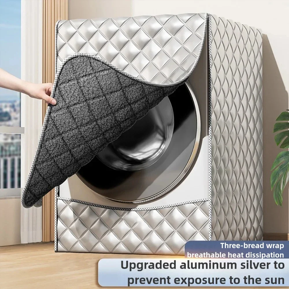 

1pcs Drum Washing Machine Sun Protection Heat Insulation and Waterproof Cover Dust-proof Universal Fleece Protective Cover Cloth