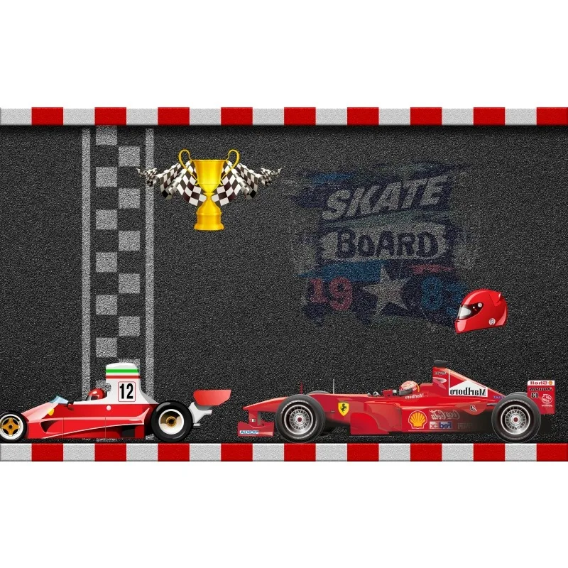 7x5FT Classic Car Race Racing Game Traffic Lights Checkers Stadium Custom Photo Studio Backdrop Background Vinyl 220cm X 150cm