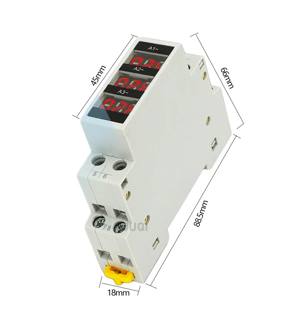 Din rail mounted ammeter Ac 80-500V mini module voltmeter single-phase/three-phase AC220V indicator LED digital display detector