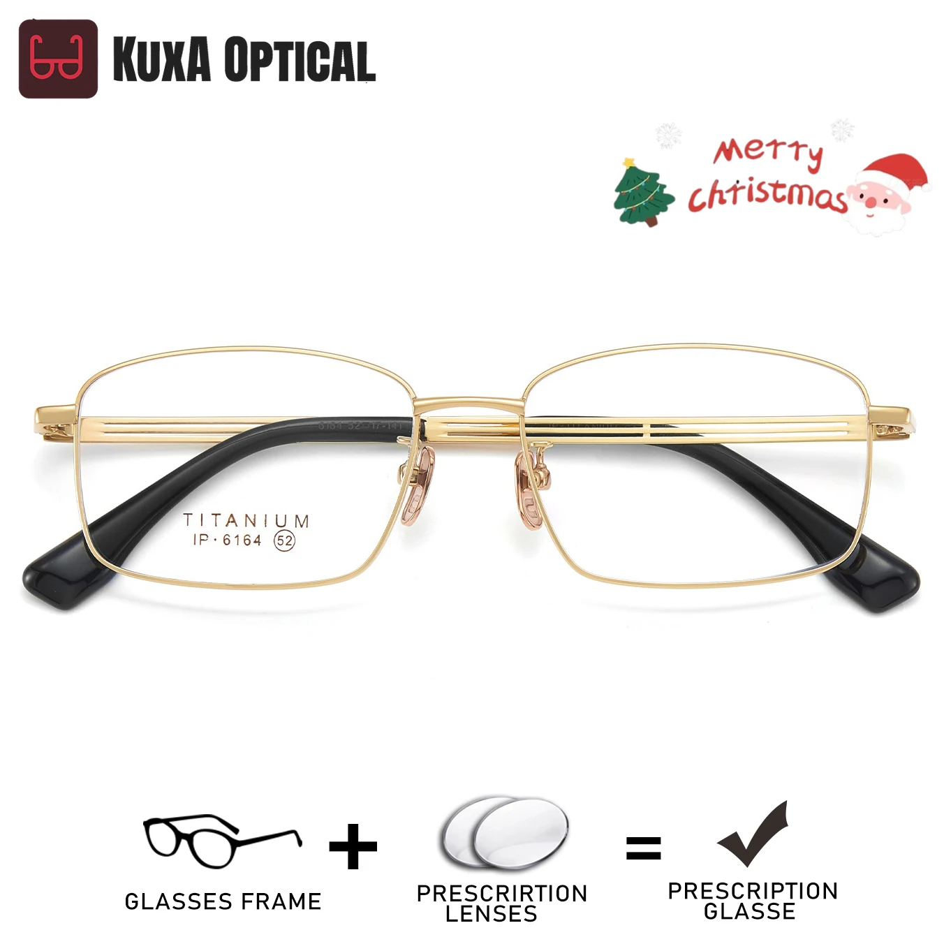 

KUXA мужские стеклянды из чистого титана, золотая оптическая оправа с линзами по рецепту, качественные очки для прогрессивного зрения, близорукости и дальнозоркости