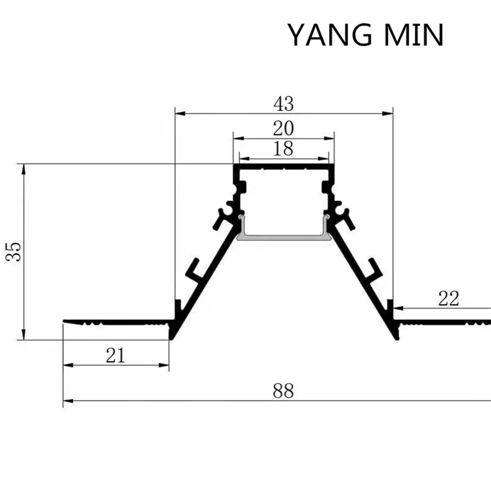 1m/pcs Plaster in LED Channel System for LED Strip Aluminum Profile Plasterboard White Covers Recessed Housing Track Extrusion