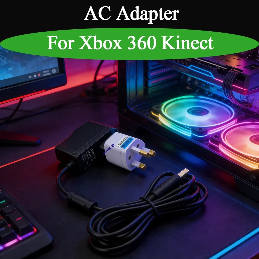 New AC 100V-240V Power Supply For Xbox 360 Kinect EU/US/UK Plug AC Adapter with USB Charging Cable For Xbox 360 Kinect Accessory