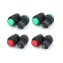 2Pcs Power Switch With Light Lock Self-locking R16-503AD Round Button Switch Red and Green 16MM 1.8V-3V