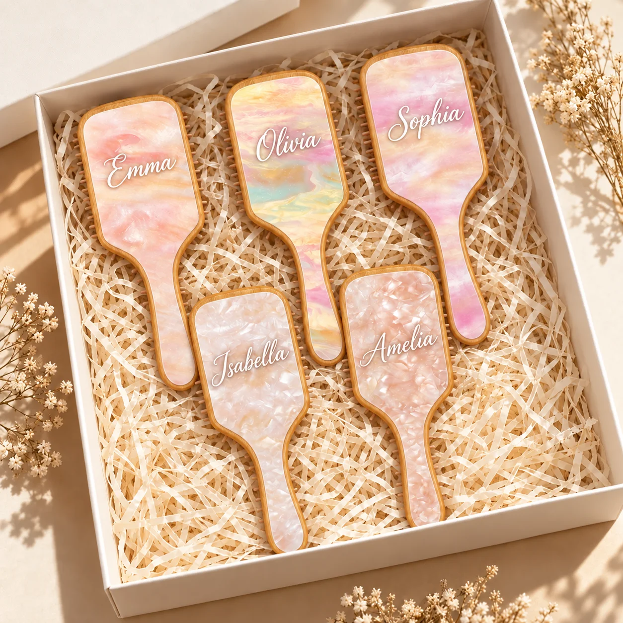 1PC Personalized Cushion Hair Brush Custom Photo Name Massage Comb for Women Girlfriend Mom Christmas Graduation Birthday Gift